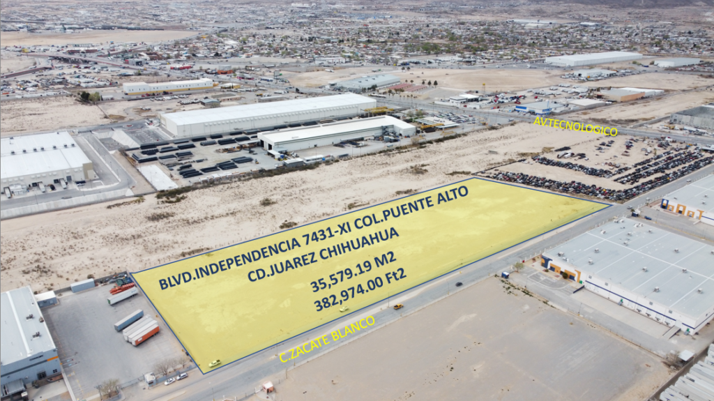 View of the total land of the property independencia 5 located in Axial 1 industrial park.